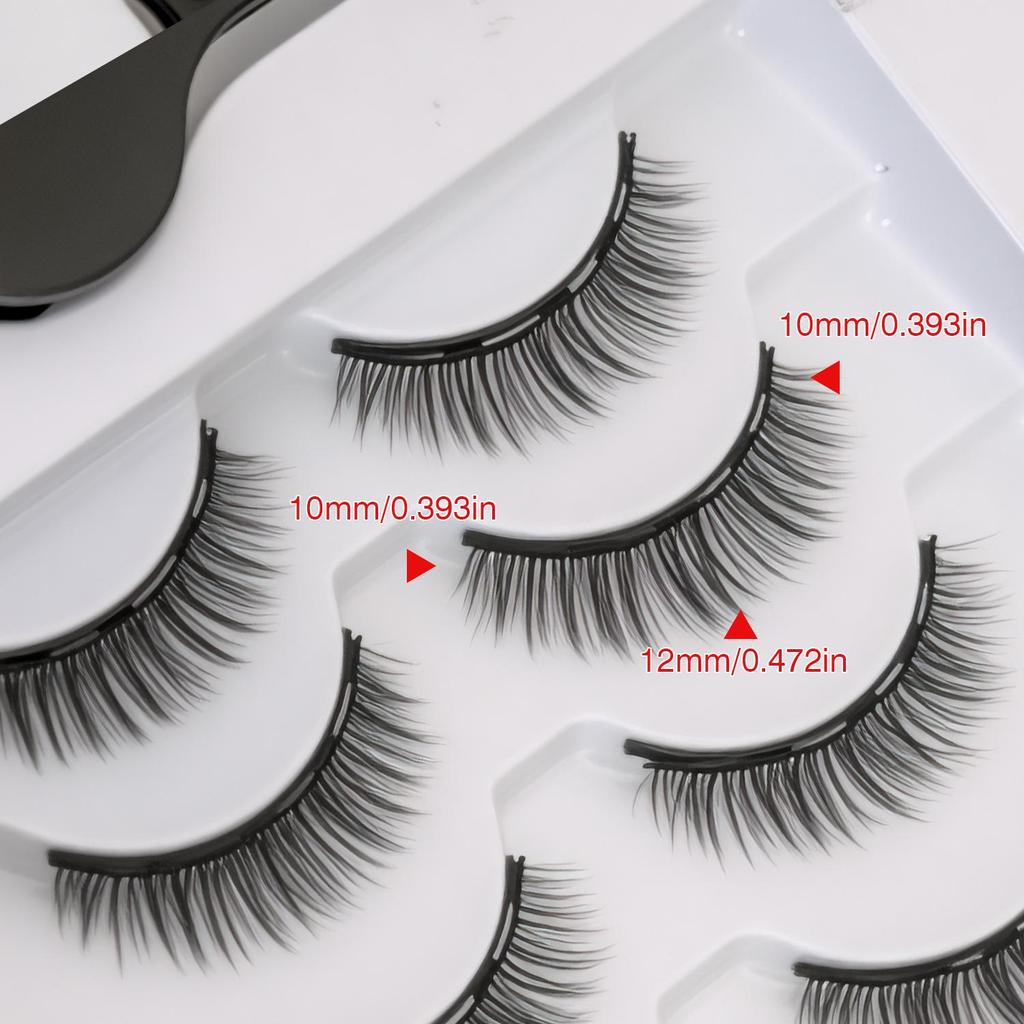 Dual Eyelid Set: Magnetic Liquid Eyeliner with Natural Long Thin False Eyelashes
