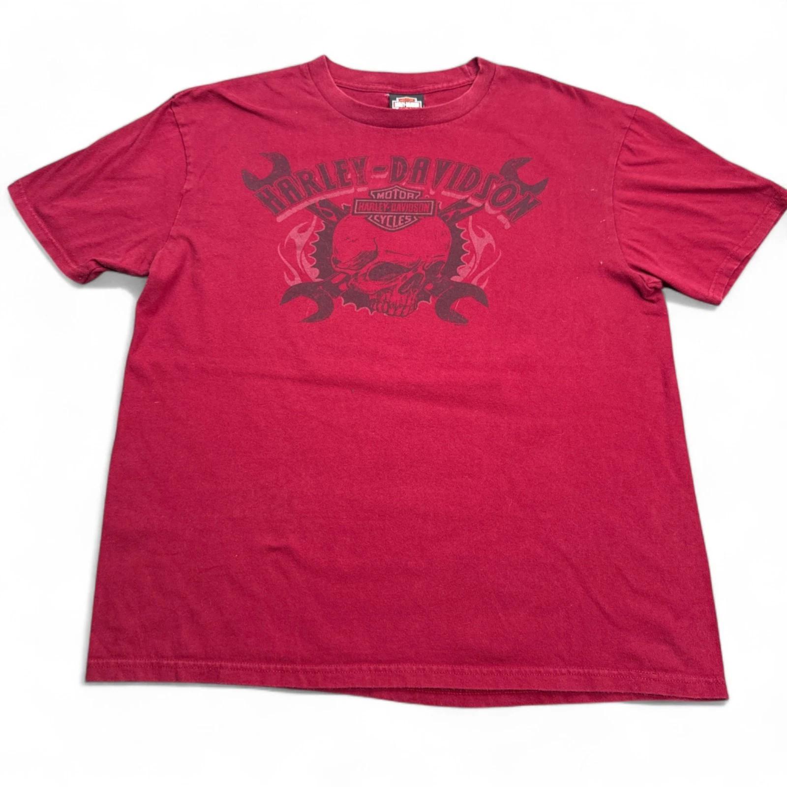 

Футболка Harley Davidson для взрослых, размер XL, красная, в винтажном ретро-стиле, с логотипом-черепом, Канада 2XL