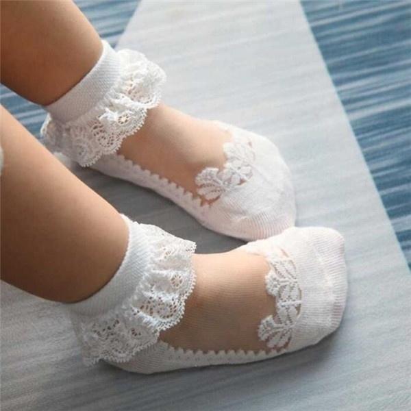 Adorable Baby Socks Lace Floral Design Non-Slip Cotton Toddler Socks for Newborns Unisex 0-5 Years Old
