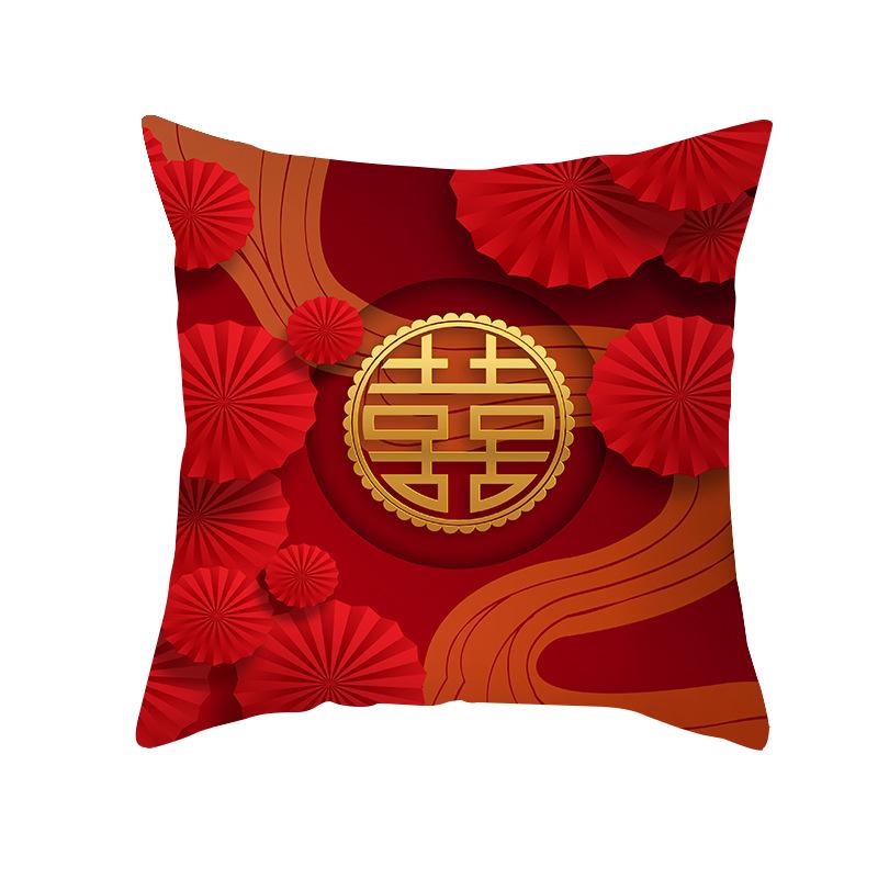 Short Plush Year of The Ox Pillow Insurance Company Gift Cushion Big Red Fortune Pillow Office Cushion