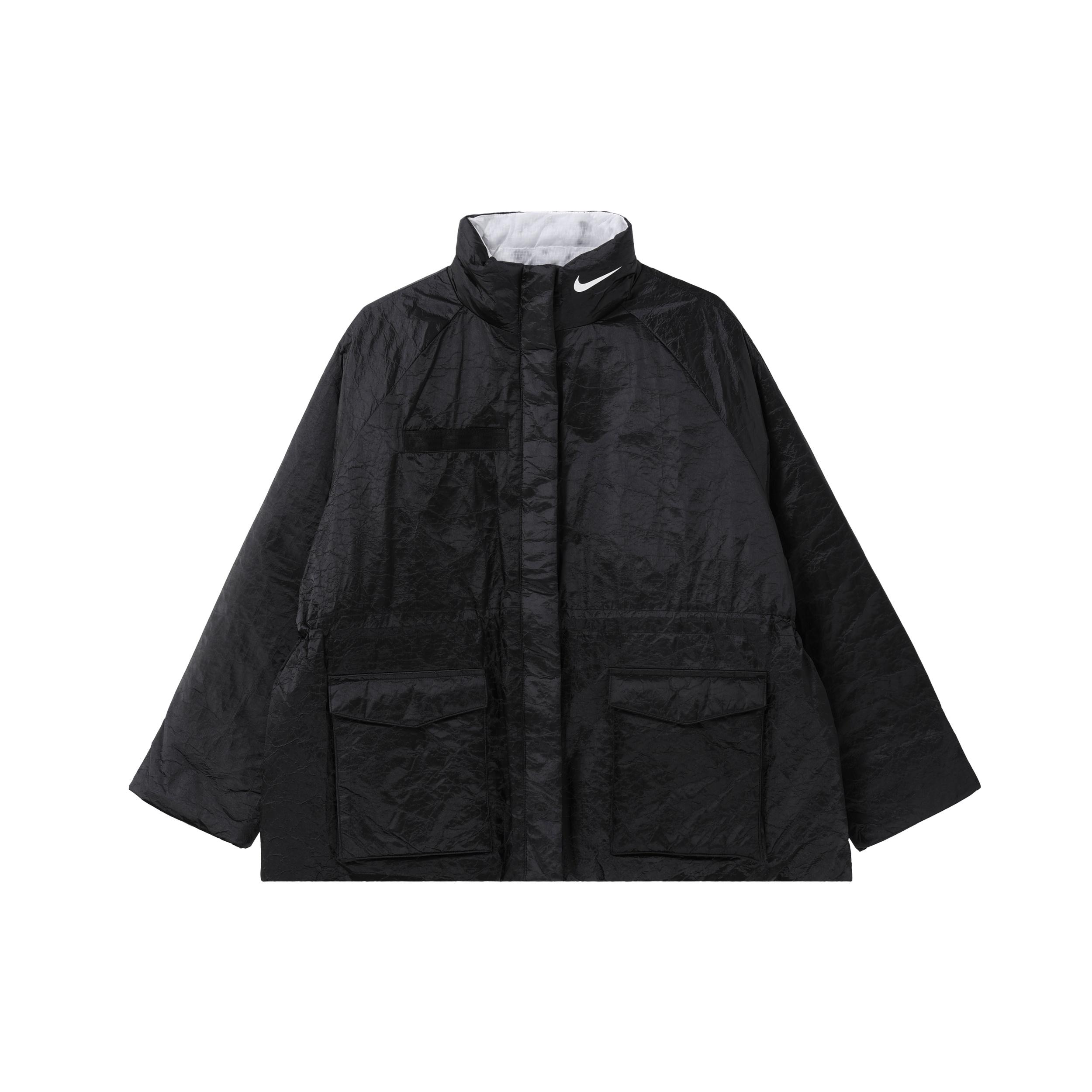 (WMNS) Nike Brand Logo Stand Collar Solid Color Casual Sports Hoodless Padded Clothes Black Women s DD4647-010 S