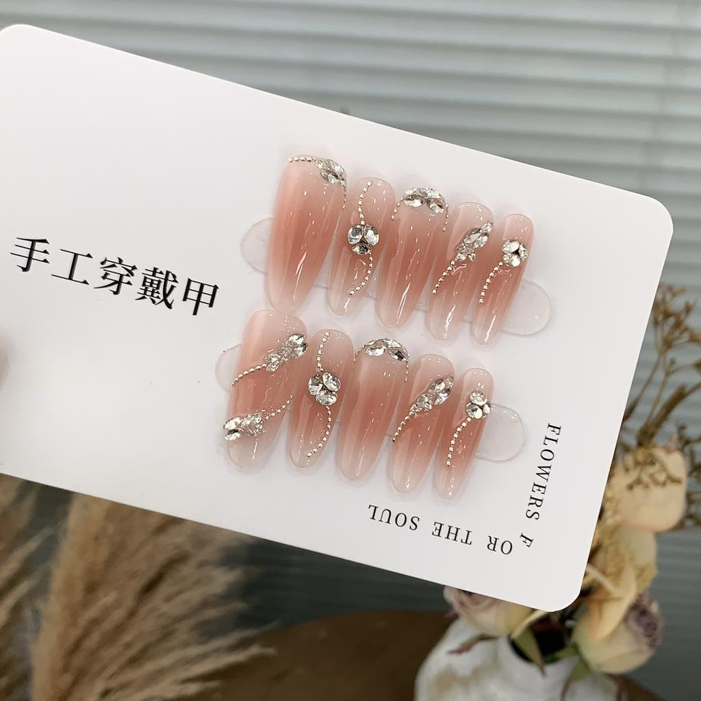 Simple Peach Blush Chain Fresh Small Diamond Sweet and Removable Fingers