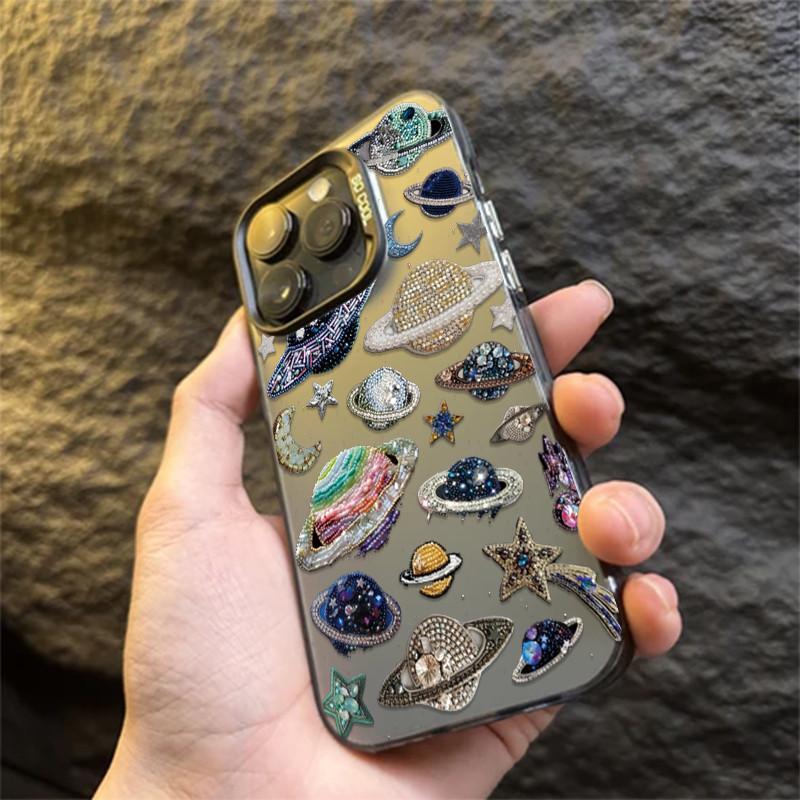 Starry Planet Bling Phone Case For IPhone 17 16 15 14 Pro 13 12 11 Pro Max 15 Plus 16E 17 Air Shockproof Cover Dustproof Casing