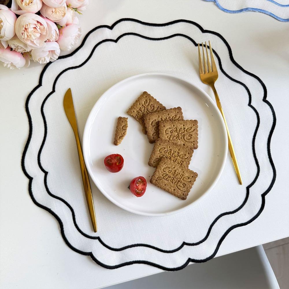 Trendy Vintage Embroidered Placemat Flower Shaped Cotton Dining Table Mat Dust Cover Cloth Coffee Machine Table Place Mat