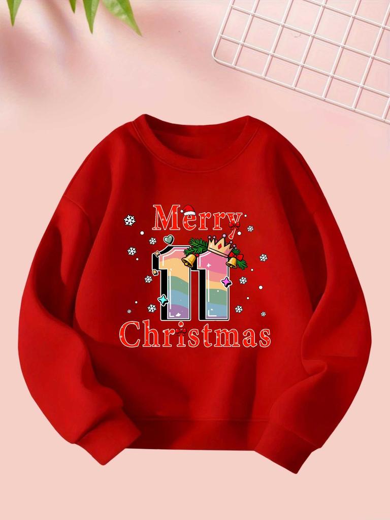 On September 22, 2025, a Festive Sweatshirt for Girls Featuring Creative Christmas Designs, Perfect for Autumn And Winter