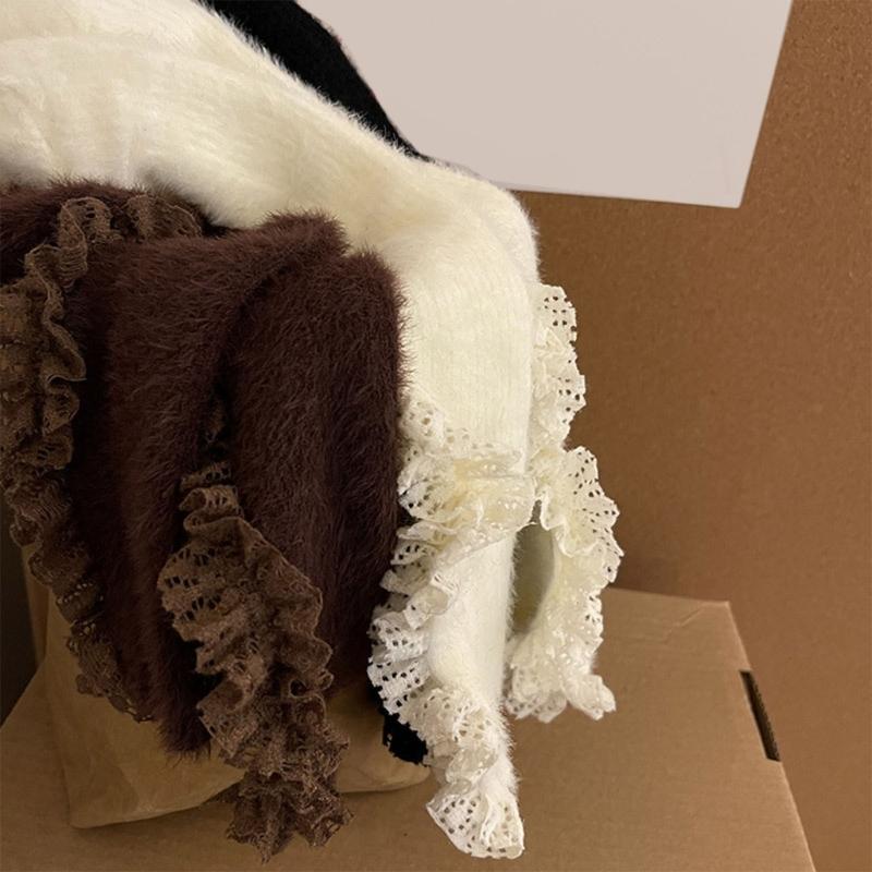 Lolitas Cute Ankle Dress Socks Fuzzy Booties Socks Sweet Ruffle Frilly Crew Socks JK Uniform Loose Socks for Womens