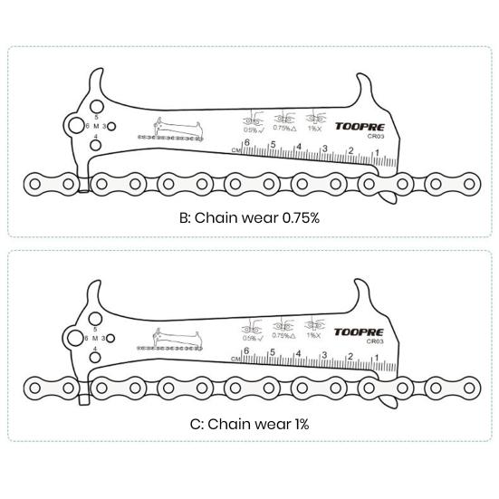 3-in-1 Chain Measurer Ruler Bicycle Chain Wear Indicator Tool High Strength Rustproof Corrosion-Resistant Screw Measurement Bike Gauge Tool