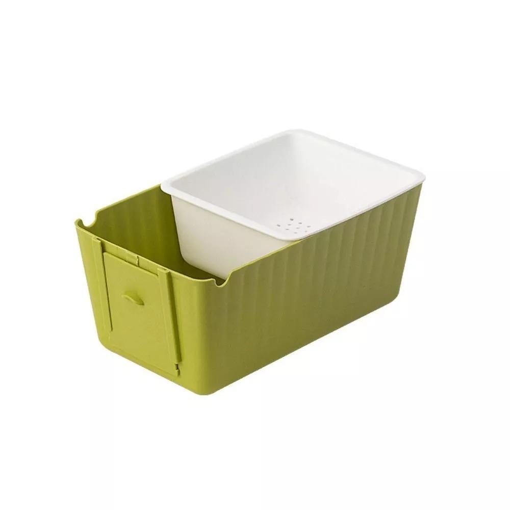Cerative Multifunctional Fruit Drain Basket Durable Practical Fruit Tray Double-Layer Drainable Drain Snack Box