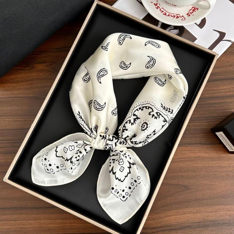 Polka Dot Silk Scarf Square Scarf High-end New Versatile Decorative Scarf Scarf Scarf Neck Cashew Flower Scarf Shawl Can Be Used As a Tube Top