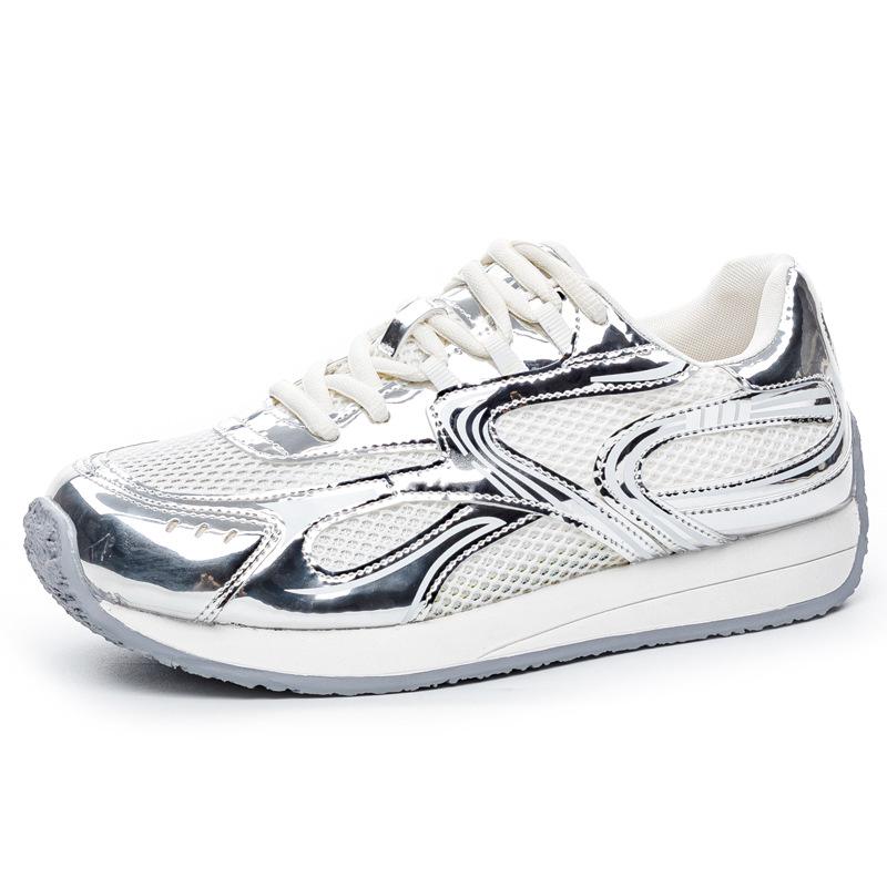 

Thick-soled small Forrest Gump shoes women s mesh breathable German training shoes 2025 summer new outdoor sports and leisure women s shoes 40 серебряный