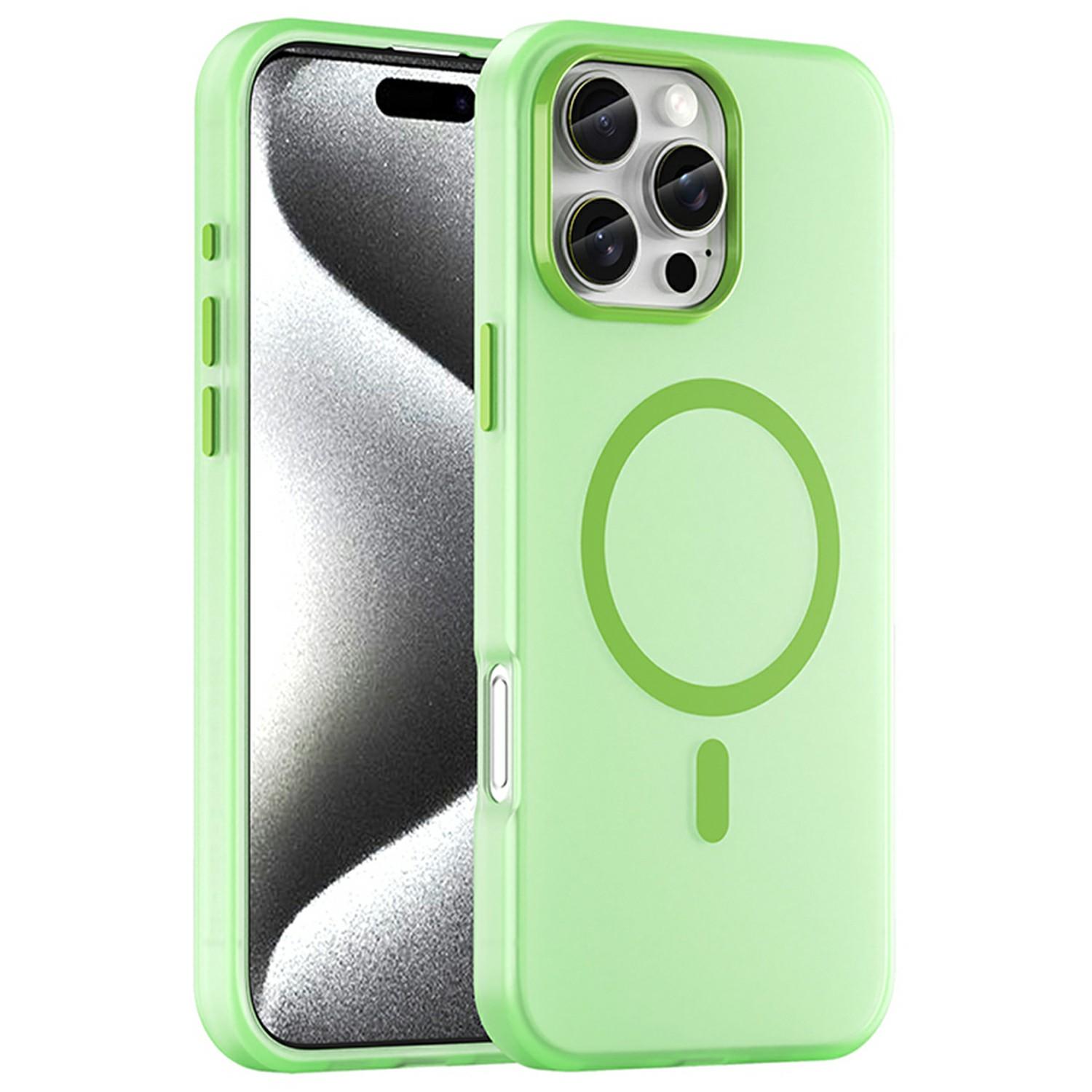 

For iPhone 16 Pro Max Case Compatible with MagSafe TPU+PC Slim Matte Translucent Phone Cover Green