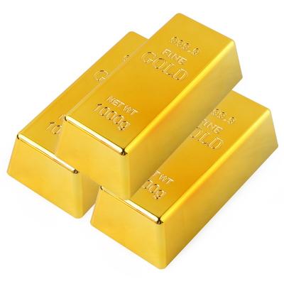 2pcs/set Simulation Plastic Hollow Gold Bar Home Decor Ornament Festival Party Event Decoration Prop Fake Gold Ingot Model