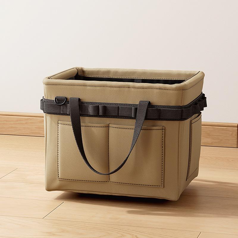 Toolbox storage bag multifunctional foldable tote bag with side pockets for wrench storage thick Oxford cloth tool storage bag (Khaki,37x27x33cm) хаки