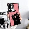 Black Cat Cartoon Cute Plating Phone Case For Samsung Galaxy S24 S25 FE S26 Edge S23 Ultra S22 S21 Plus S20 Anti-Fall Airabag Co
