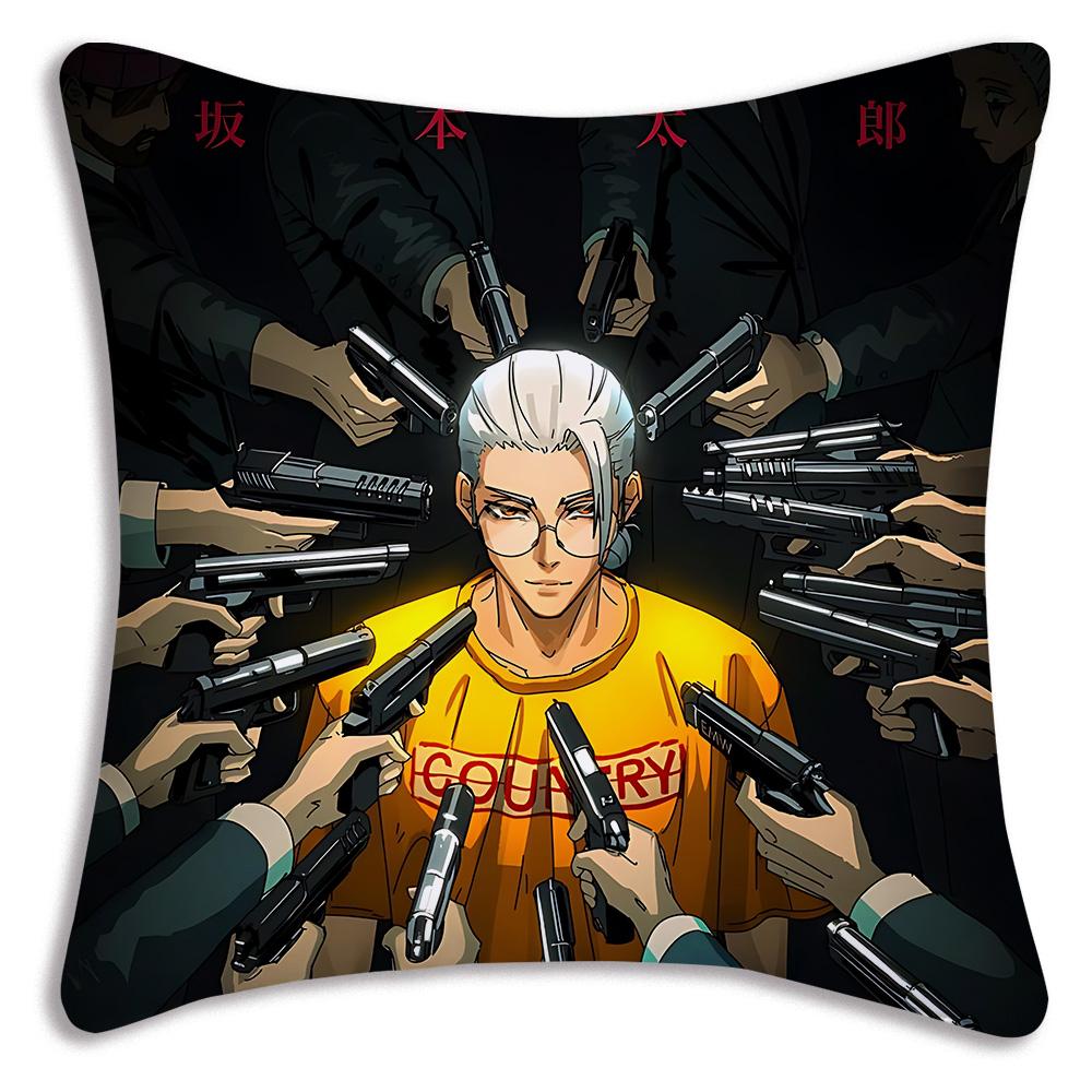 Anime Sakamotos Days Pillow Covers Cartoon Sofa Decorative Home Double-sided Printing Short Plush Cute Cushion Cover