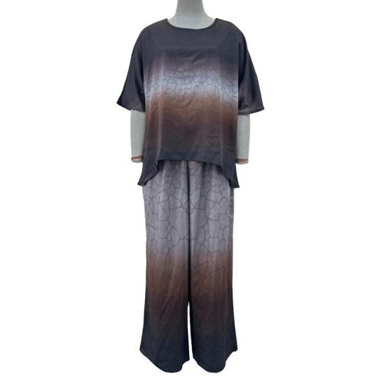 Summer Plus Size 2 Piece Sets for Women Crew Neck Short Sleeve Top Wide Leg Pants Set Casual Loose Lounge Outfits