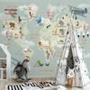 3d Cartoon Wallpaper World Map Wallpaper Children's Living Room Bedroom Background Wall Mural