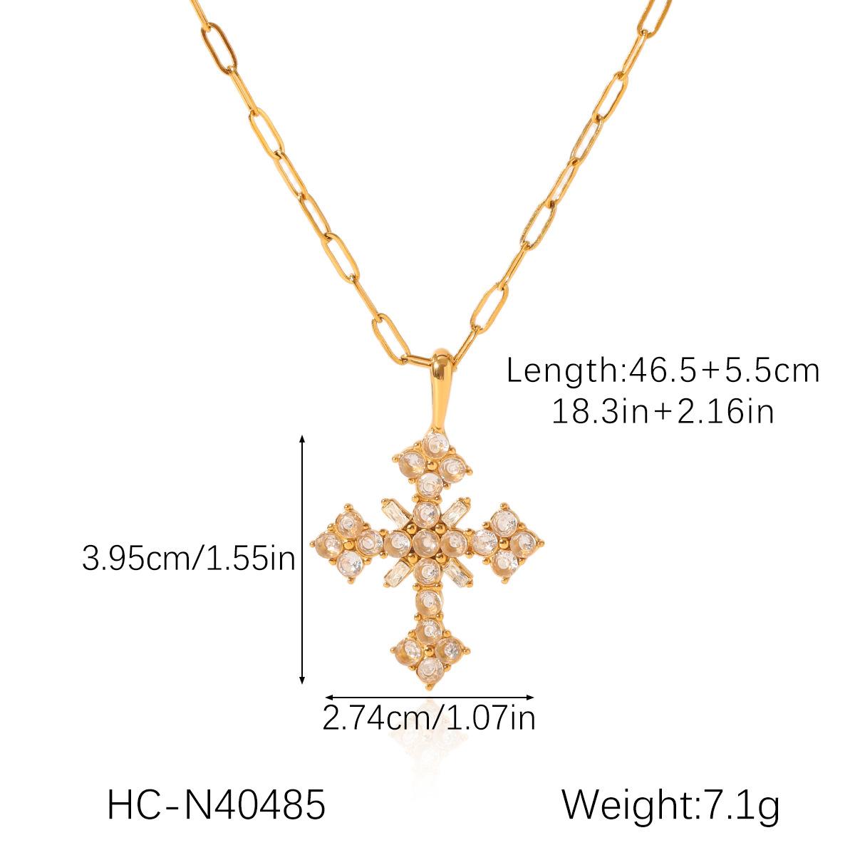 

French light luxury vintage natural freshwater pearl necklace stainless steel cross pendant jewelry high-end clavicle chain