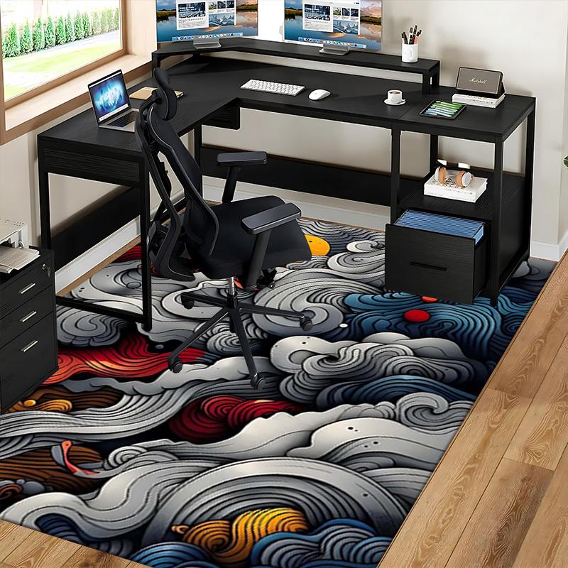 1pc Abstract Art Office Chair Mat - Festival Gift, Seasonal Decor, Non-Slip Carpet for Home and Office Use.P008