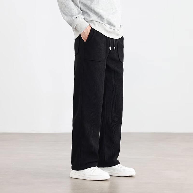 Langsha Men's Casual Loose-Fit Straight Leg Trousers