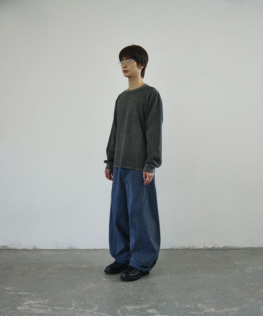Seukeulaeteulpigsel Vtg Fade Dart Curved Line Cotton Pants [Blue]