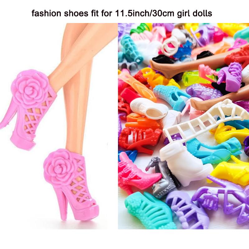 50 Pairs Doll Shoes High Heel Shoes Doll Boots Flat Shoes Set for 11.5 Inch Girl Dolls Different Assorted Colors Fashion Shoes