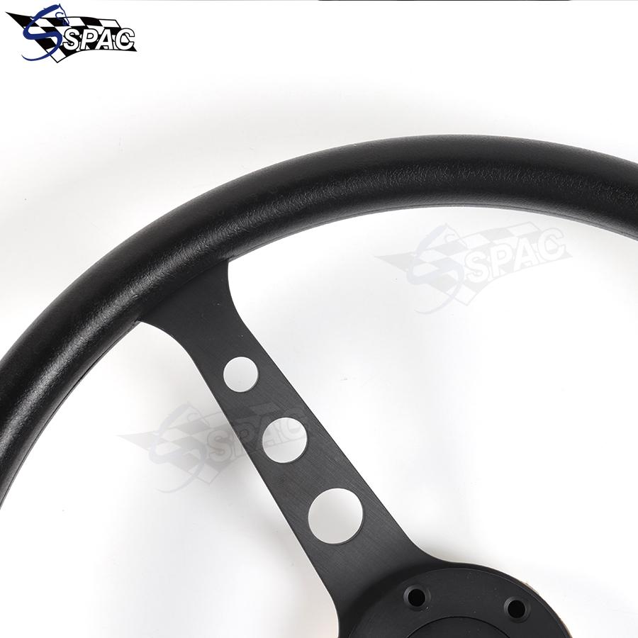 15inch Black PU Steering Wheel 380MM Vintage Sports Car PU Steering Wheel