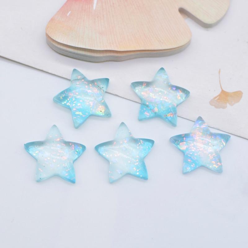 10Pcs 20mm Bling Star Patches Accessories Flatback 3D Resin Stone Button Appliques Scrapbooking