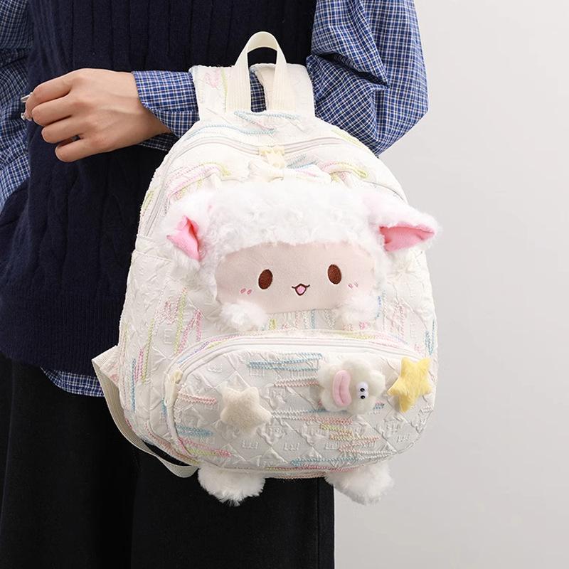 High-value Cute Lamb Backpack Winter New Female College Student Schoolbag Large-capacity Commuter Backpack