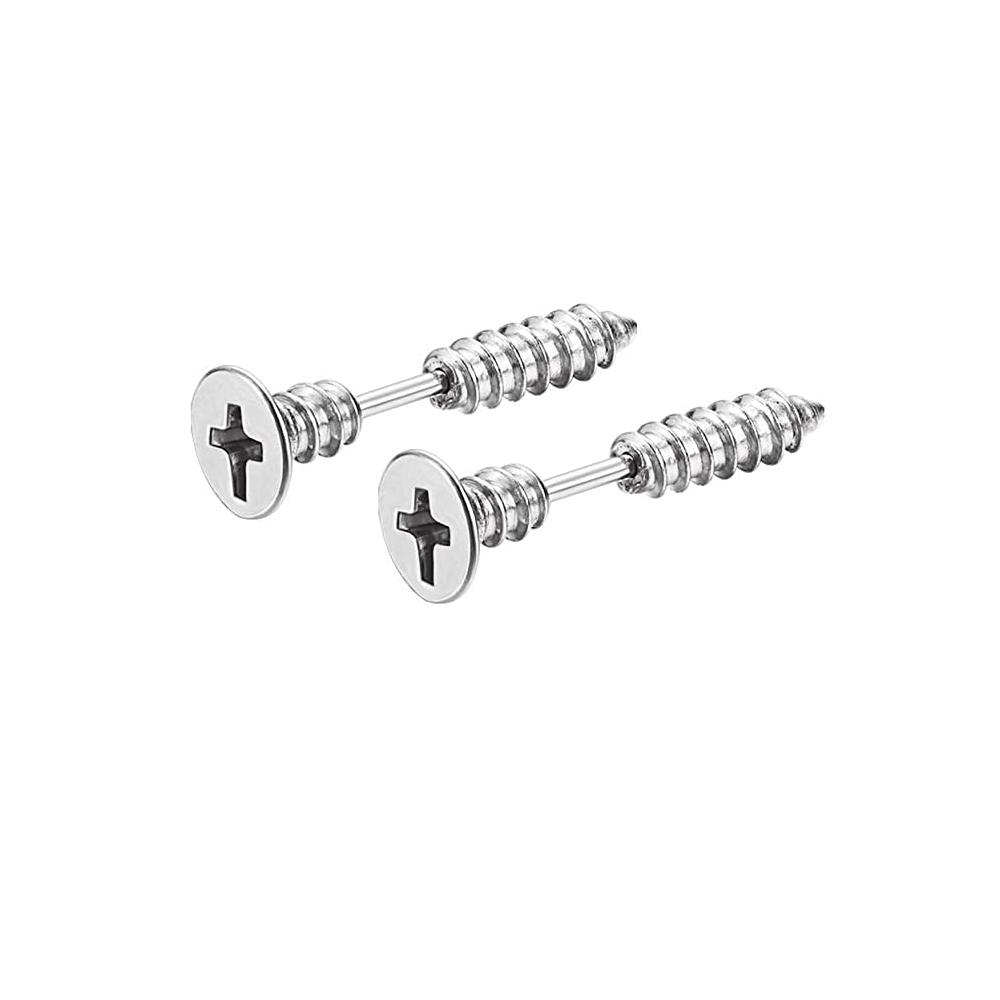 Set di 2 orecchini a cerchio pendenti con catena lunga a croce in acciaio inossidabile per uomo donna Regali Tono Nero/Argento