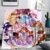 1PC WonderfulPrecur,Winx Club Print Flannel Blanket, High Quality All Seasons, Home Decor, Warmth and Comfort, Perfect for Christmas Gifts