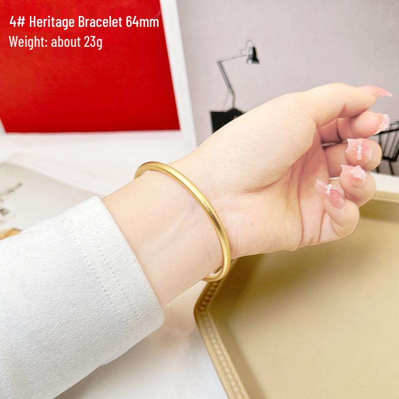 Women's Gold Sand Bracelet: Long-Lasting Copper Alloy, Ancient Heritage, Four-Leaf Clover for Two-Life Happiness.