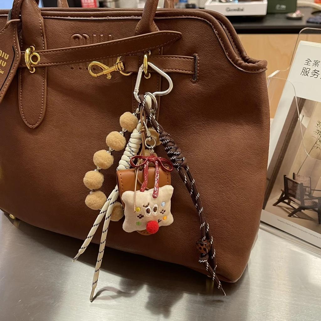 Cute puppy Glasses clip Key Chain bowknot Pendant Hand woven rope Backpack decoration