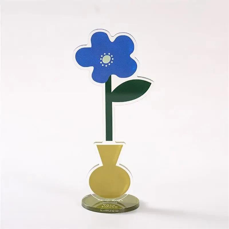 Creative Flower Acrylic Card Holder Memo Clips Cute Photocards Holder Display Stand Korean Stationery Office Desk Organizer