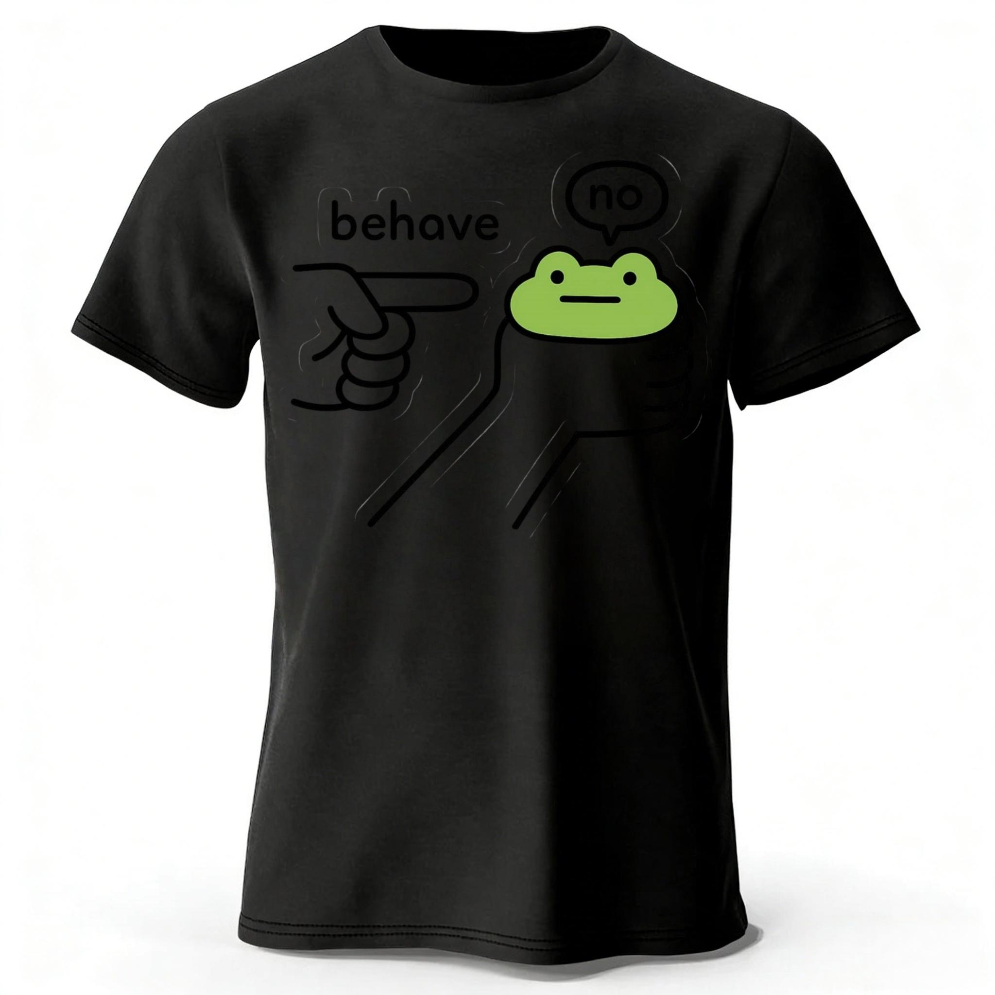 

New Rebellious Frog Print Mens Pure Cotton Sports Short Sleeved Running Fitness Plus Size Loose Tshirt Street Daily Casual Top L