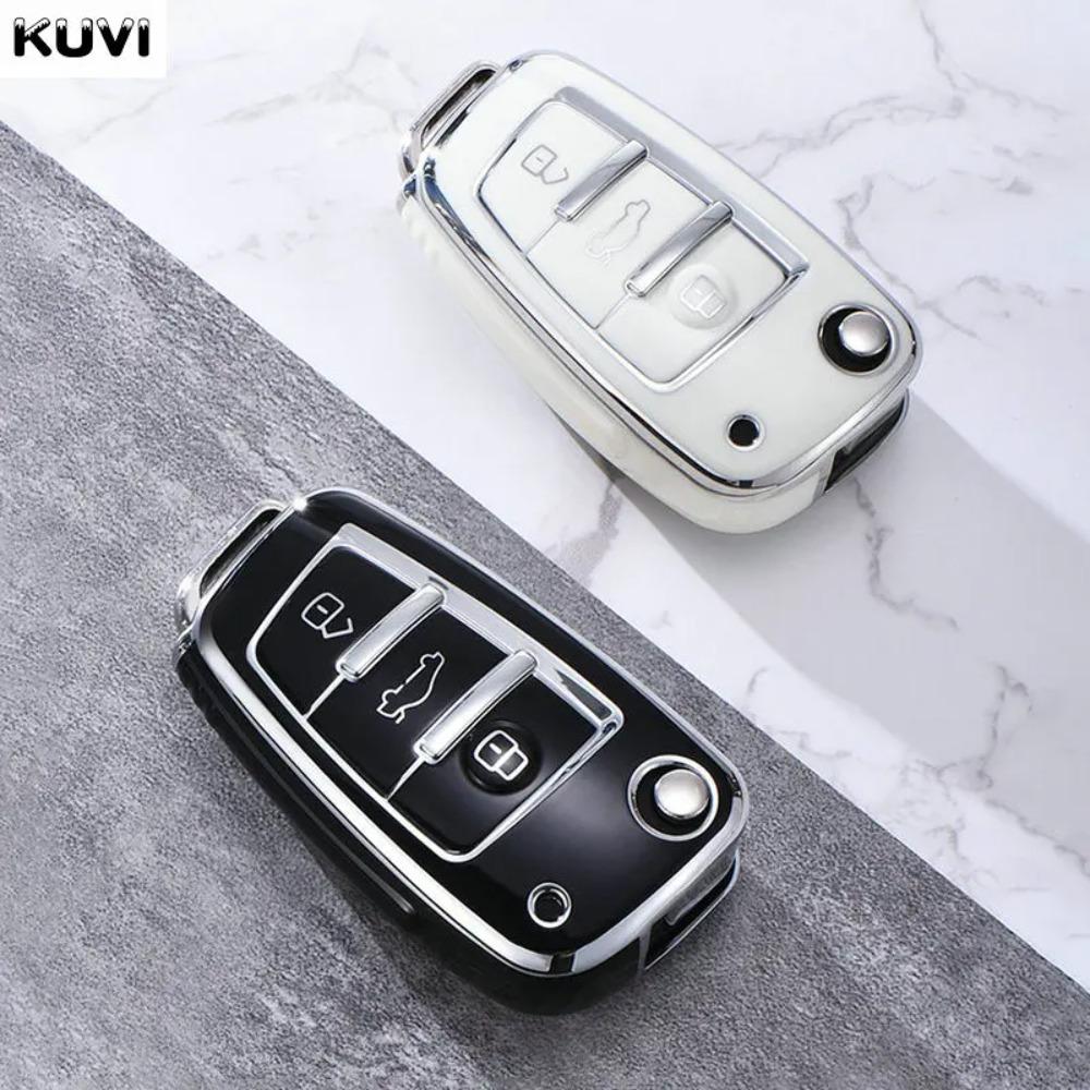 Soft TPU Car Flip Key Case Cover Holder for A1 A3 A6 A6L Q2 Q3 Q7 TTS R8 S6 RS3 Key Protection Shell Fob Accessories