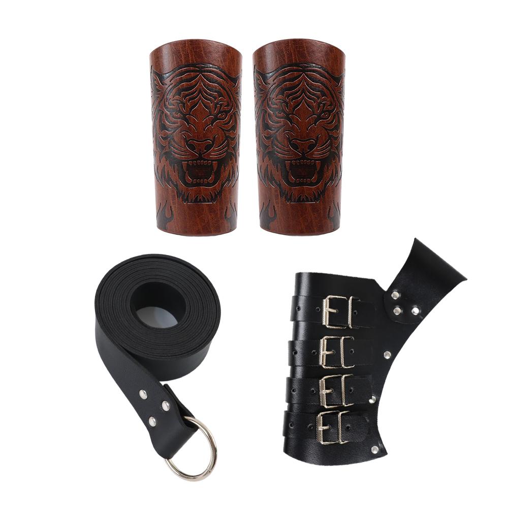 Medieval Knight Combat Sword Set Sword Seat Handsome Belt Tiger Head Straight Wristband Riding Wristband Dress Suit