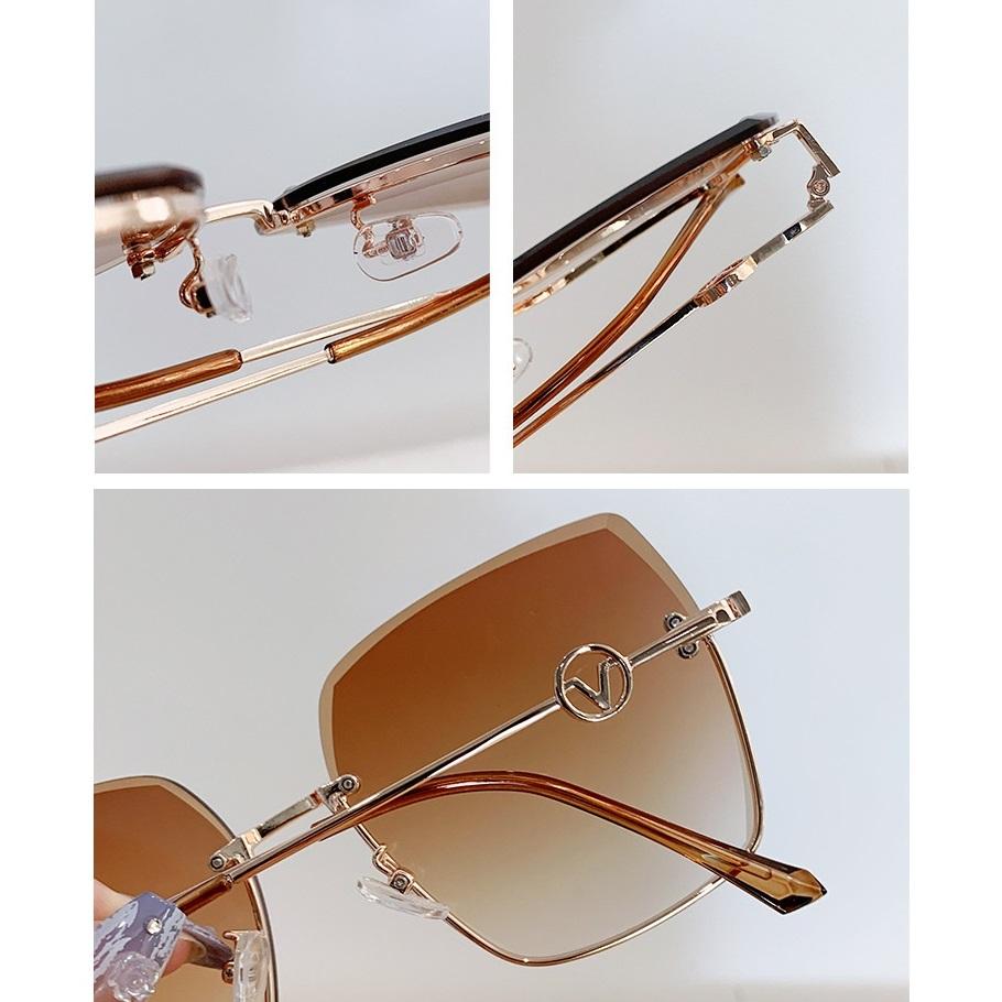 Glamour Women Brand Sunglasses Luxury Rimless Female Sun Glasses Stylish Trend Ladies Eyewear Uv400