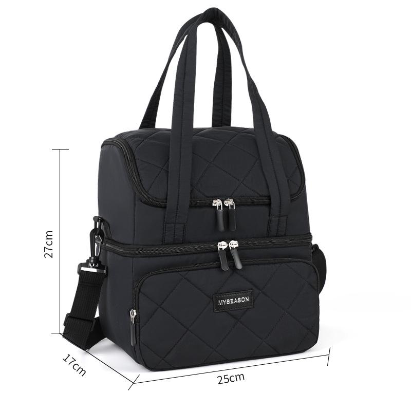 Colorblock Large Capacity Insulated Crossbody Lunch Bag with Thick Aluminum Foil