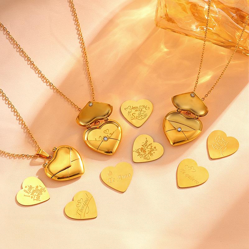 Explosive Necklace Light Luxury K Love Photo Frame Pendant Can Be Engraved Titanium Steel High-end Couple Necklace Jewelry