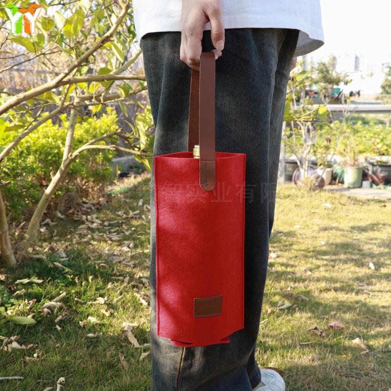 Portable 750ml Felt Wine Gift Bag - Handheld Alcohol & Beverage Storage