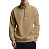 Bluză sport bărbătească cu fermoar scurt, guler de culoare contrastantă, patch-uri la coate, pulover, casual, largă, ușoară, din fleece, pentru purtare zilnică