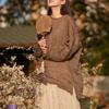 Damen Vintage T-Shirts Frühling Chinesischer Stil Rundhalsausschnitt Langarm Einfarbige Lockere Weiche T-Shirts