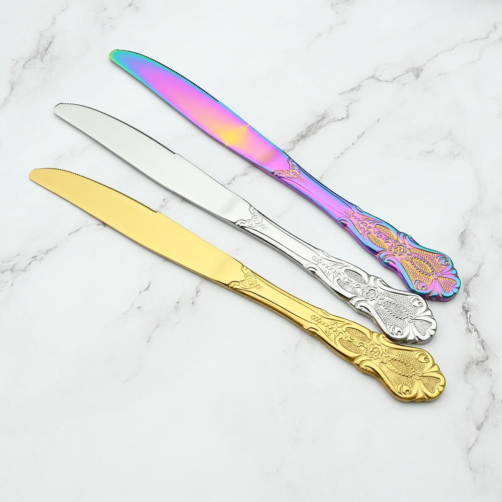 24ks/6set Royal Dinnerware Sada z nerezové oceli Vintage Lžíce Vidličky Nože Domácí kuchyně Západní večeře Stříbrné nádobí Dárek