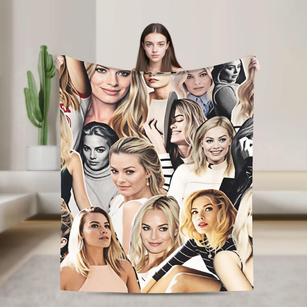Warm Soft Blanket Picnic Margot Robbie Bedding Throws Funny Bedspread For Bedroom