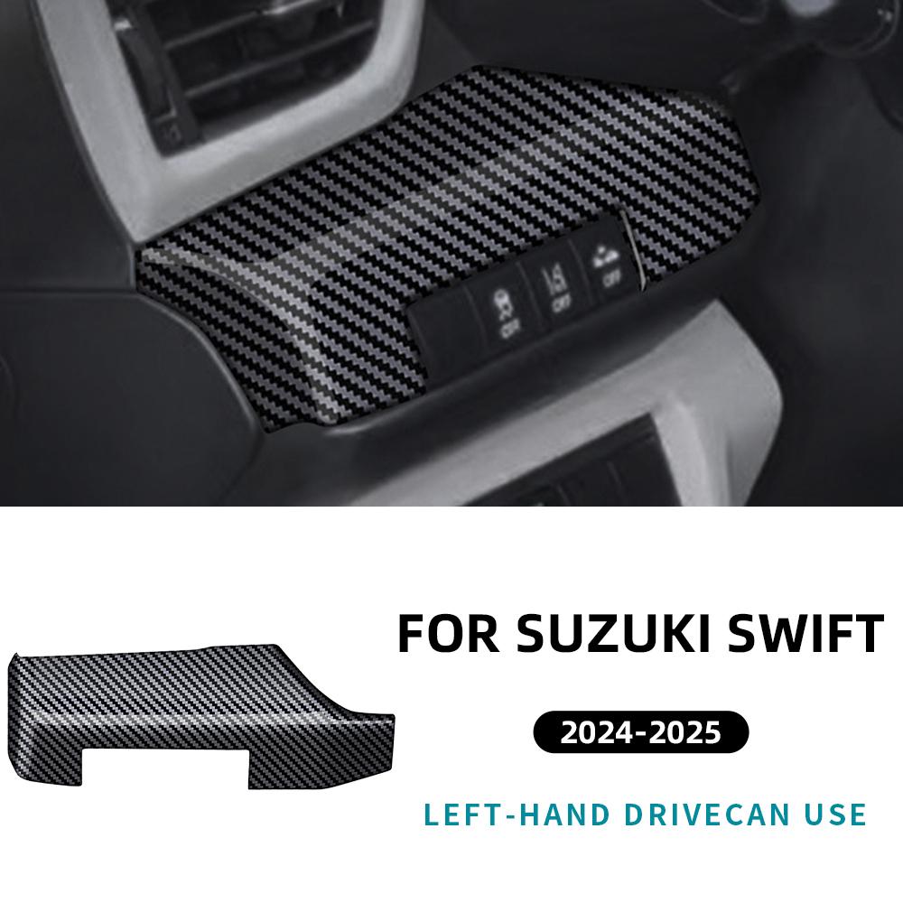 Black Carbon Fiber Style ABS For Suzuki SWIFT 2024 2025 2026 Car Headlight Adjustment Switch Control Button Cover Accessories forr Suzuki SWIFT