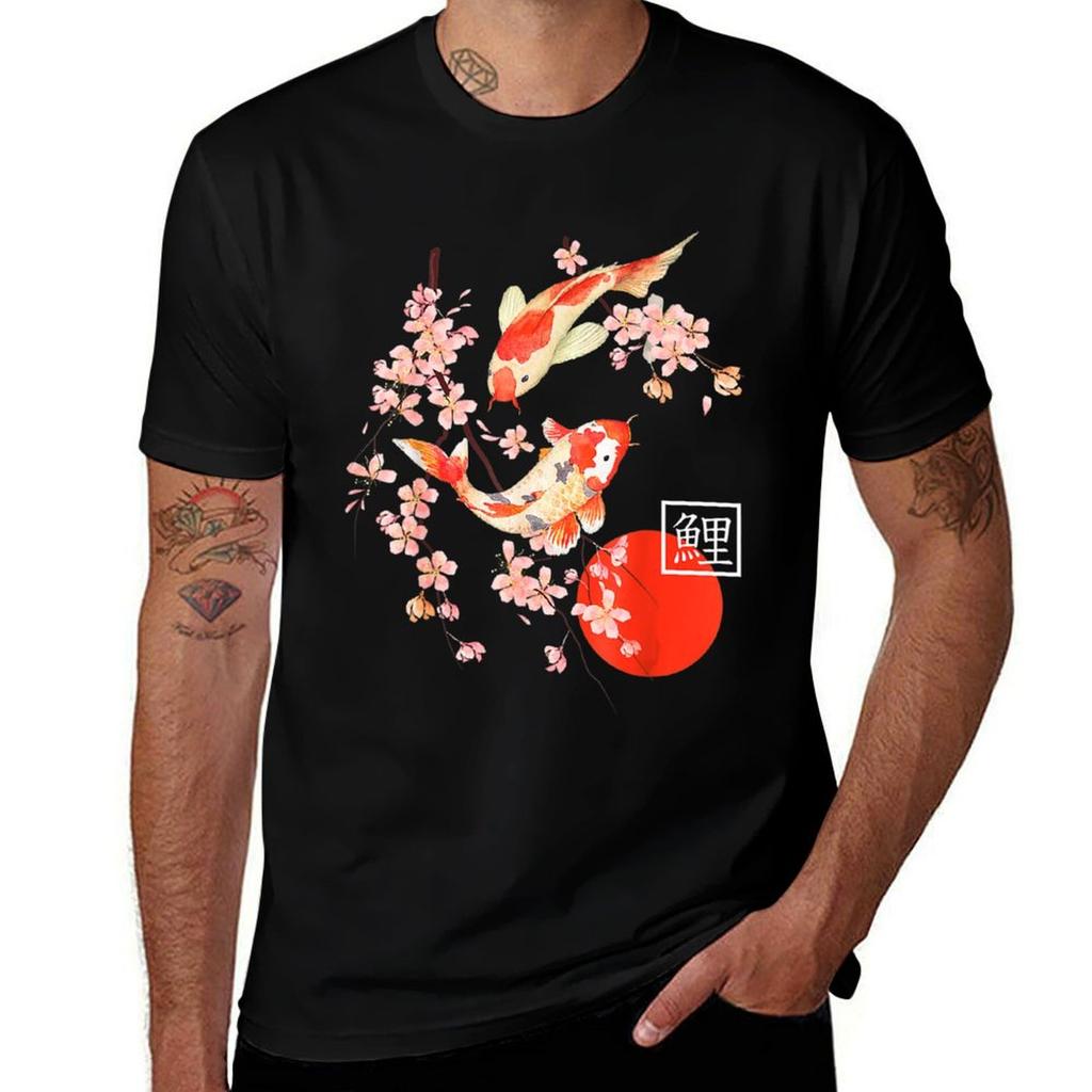 Cherry Blossom Koi Carp Fish Japanese Sakura TShirt Street Style Casual Tee Shirt TShirt