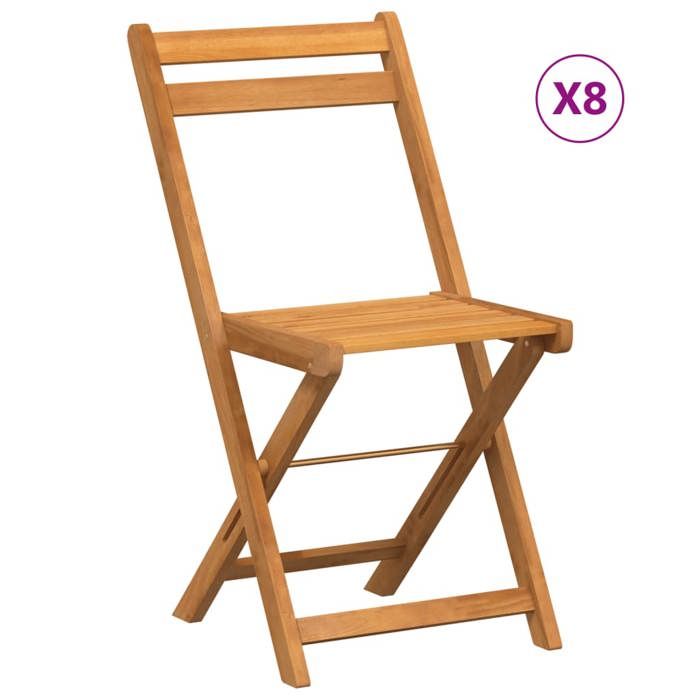 VidaXL Set of 8 Folding Bistro Chairs, Patio Seats, Balcony Chairs, Outdoor Patio Furniture, Wood 3216307