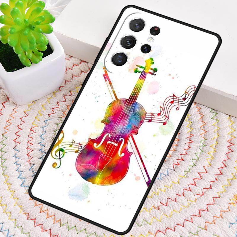 Musical Notes Violin Classical Soft Silicone Phone Case For Samsung Galaxy Note 10 Pro S26 S25 S24 S23 S22 S21 Plus Ultra Cover