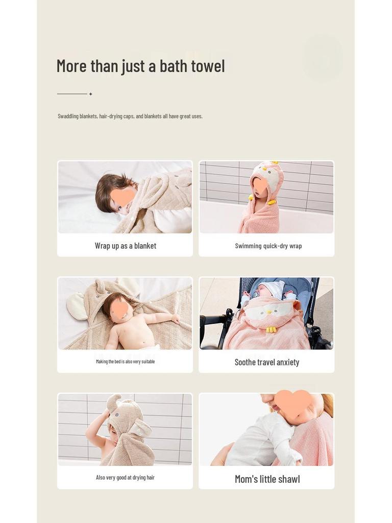 Kinderbadjas met capuchon: Superzachte, Absorberende, Sneldrogende, Dikke Poncho Badjas voor Pasgeborenen